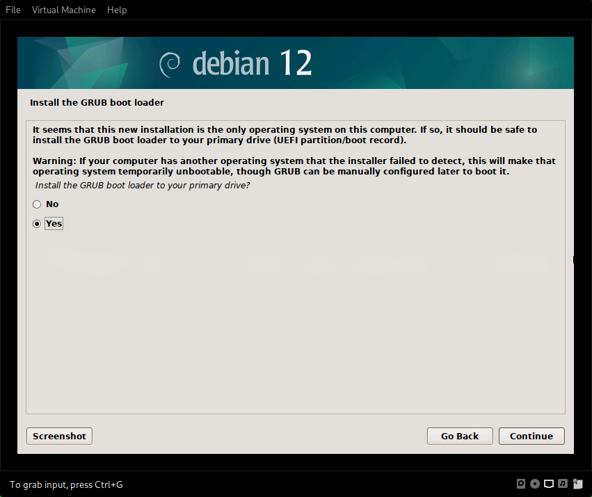 Installing GRUB bootloader